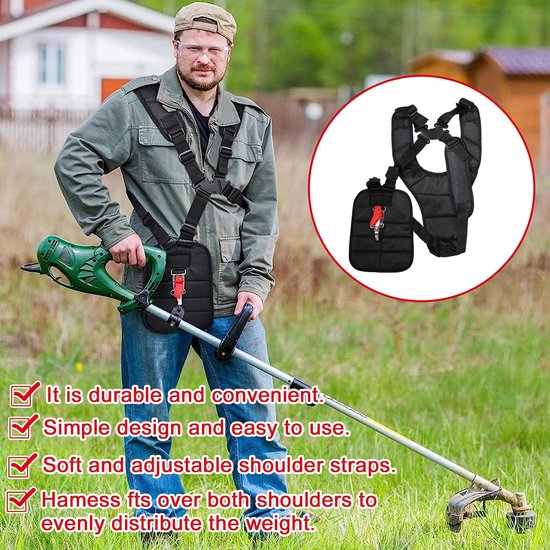 Arnes bosmaaier, dubbele verstelbare schouderriem, schouderriem voor grastrimmer of tuinieren — afbeelding 3
