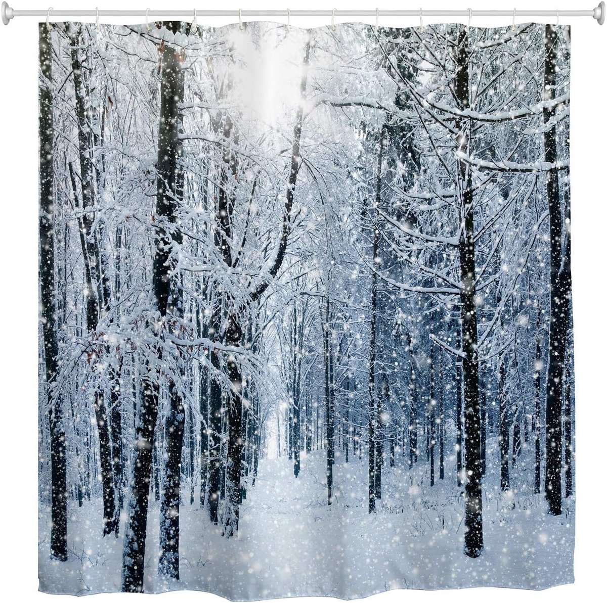 douchegordijn, winter sneeuwbomen waterdicht schimmelbestendig stof badkamer douchegordijnen, 182 x 183 cm, wit bruin