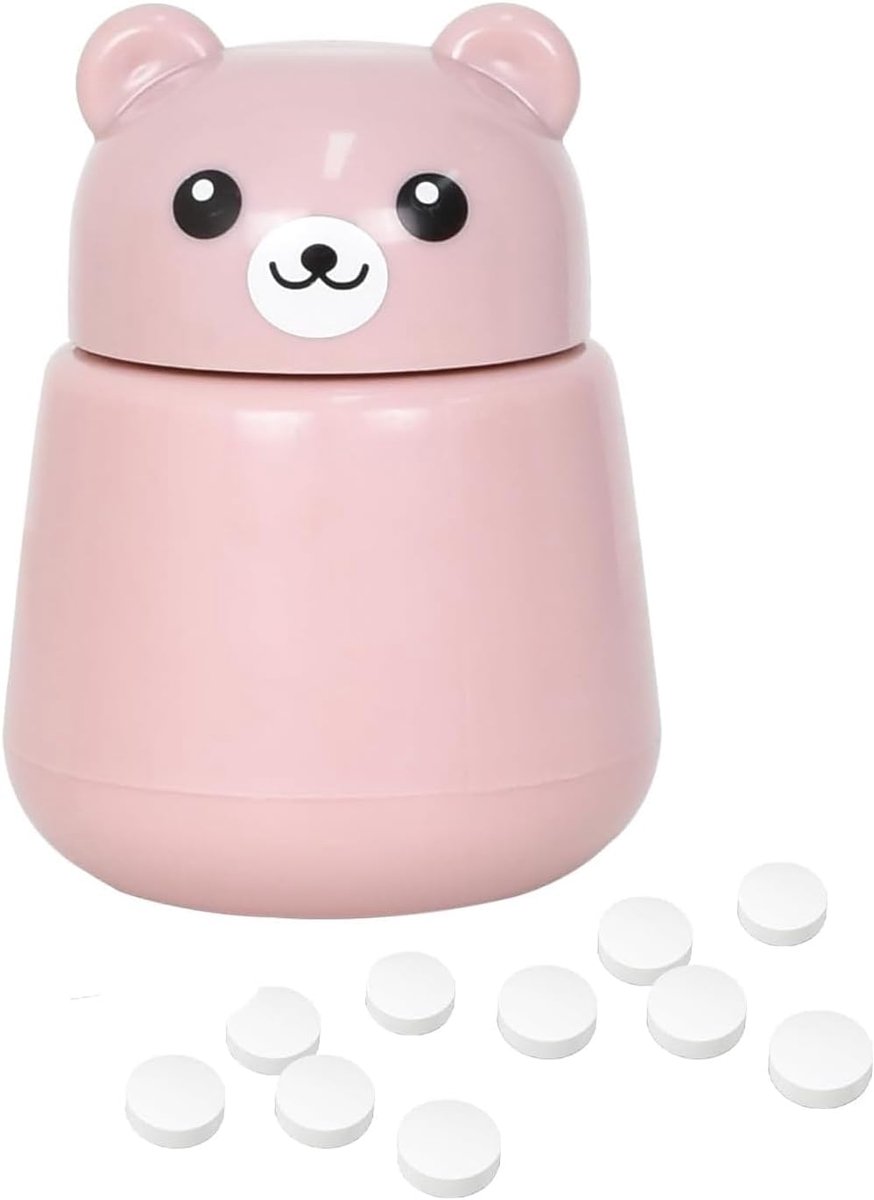 Beer pillenverkleiner, tabletten vermalen, draagbare pillenvijzel met depotvak, voor het vermalen van kleine en grote medicijnen, voor mensen met slikklachten (roze)