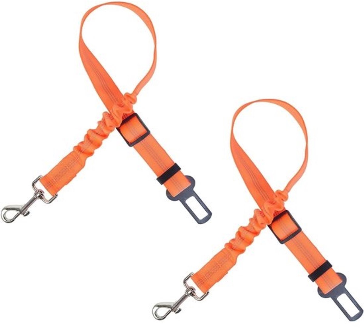Honden Autogordel Set - Huisdier Veiligheid - Veilig Reizen - Elastische Buffer - Verstelbaar - Oranje