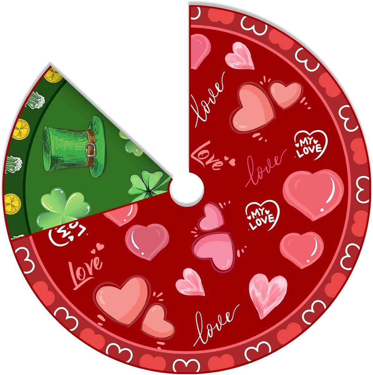 Dailygoods- Kerstboomrok 91 cm - Dubbelzijdige Print - Valentijnsdag - St. Patrick's Day - Decoratie - Feestelijke Sfeer - Boomrok