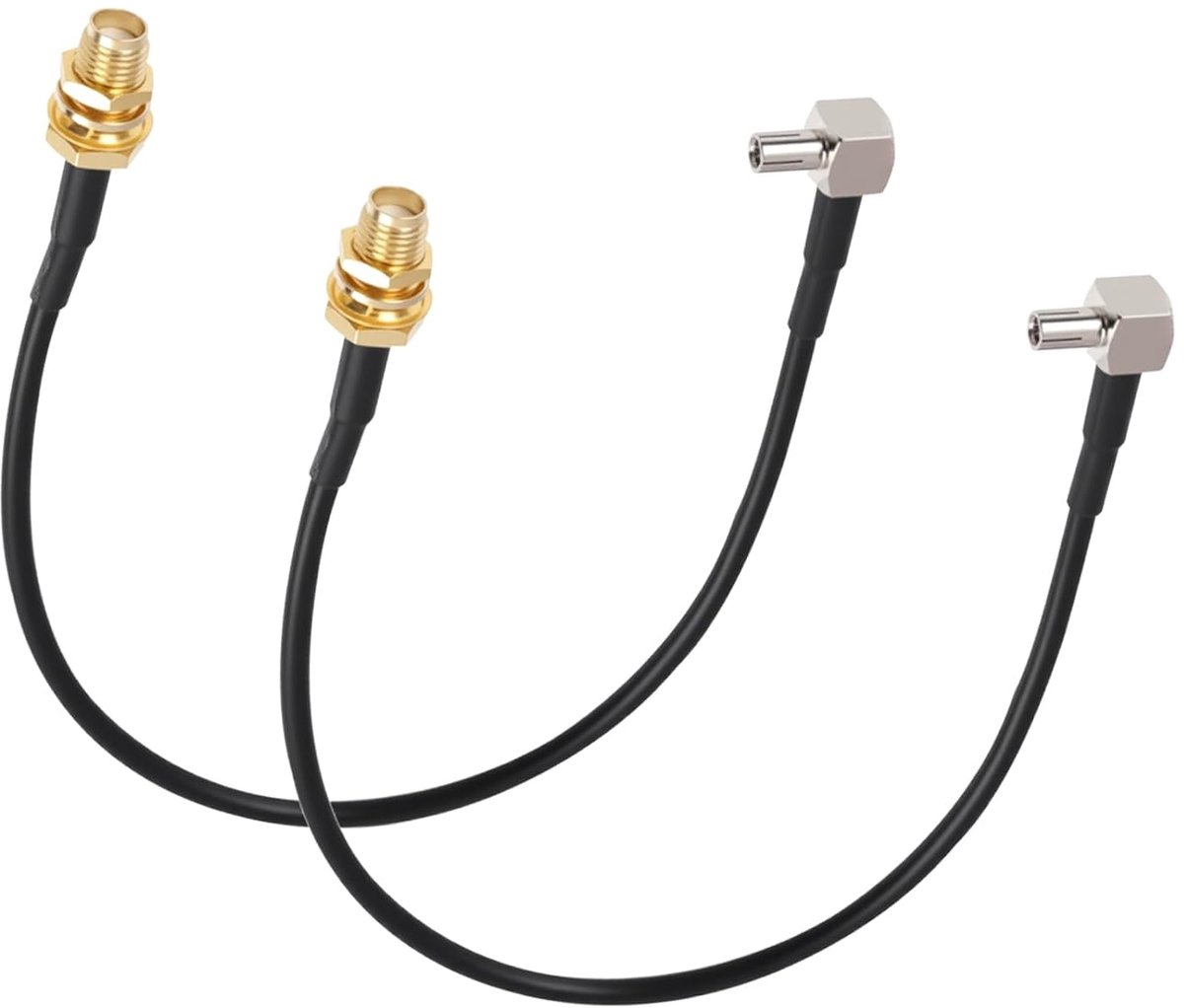 Naar TS9 antenneadapterkabel, 15 cm, RG174 pigtail, 2 stuks, rechte hoek stekker voor 4G LTE, UMTS, GSM, compatibel met Netgear AC785 en Huawei Modems