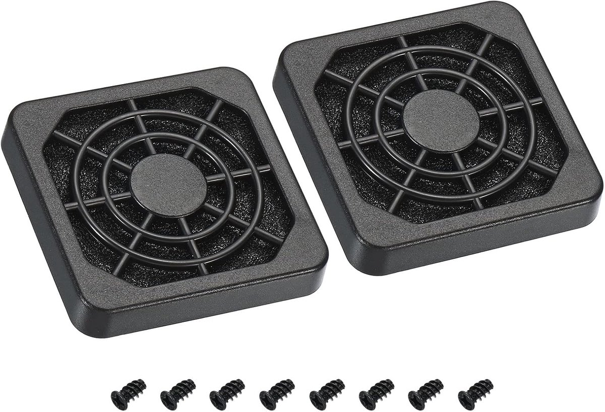 40 mm koelventilatorfilter met schroef, 2 stuks ABS Ventilator Grill Protector Guard voor Ventilator Beschermhoes DIY, Zwart