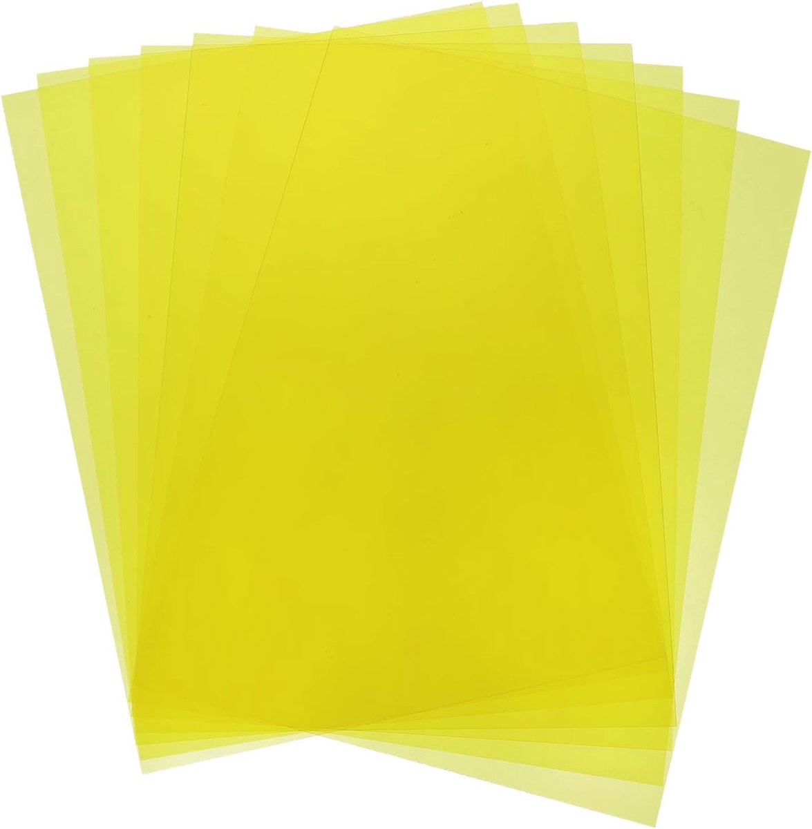 7 gekleurde plastic vellen A4, transparant, barnsteenfolie, kleurcorrectiegel, lichtfilter, waterdicht, 11,7 x 8,3 cm, voor knutselen, geel