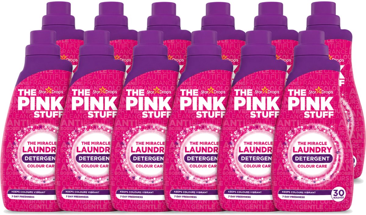 12 x The Pink Stuff - Wasgel - Gekleurde was - Wasmiddel - 30 Wasbeurten - 960ml - Voordeelverpakking - 12 stuks