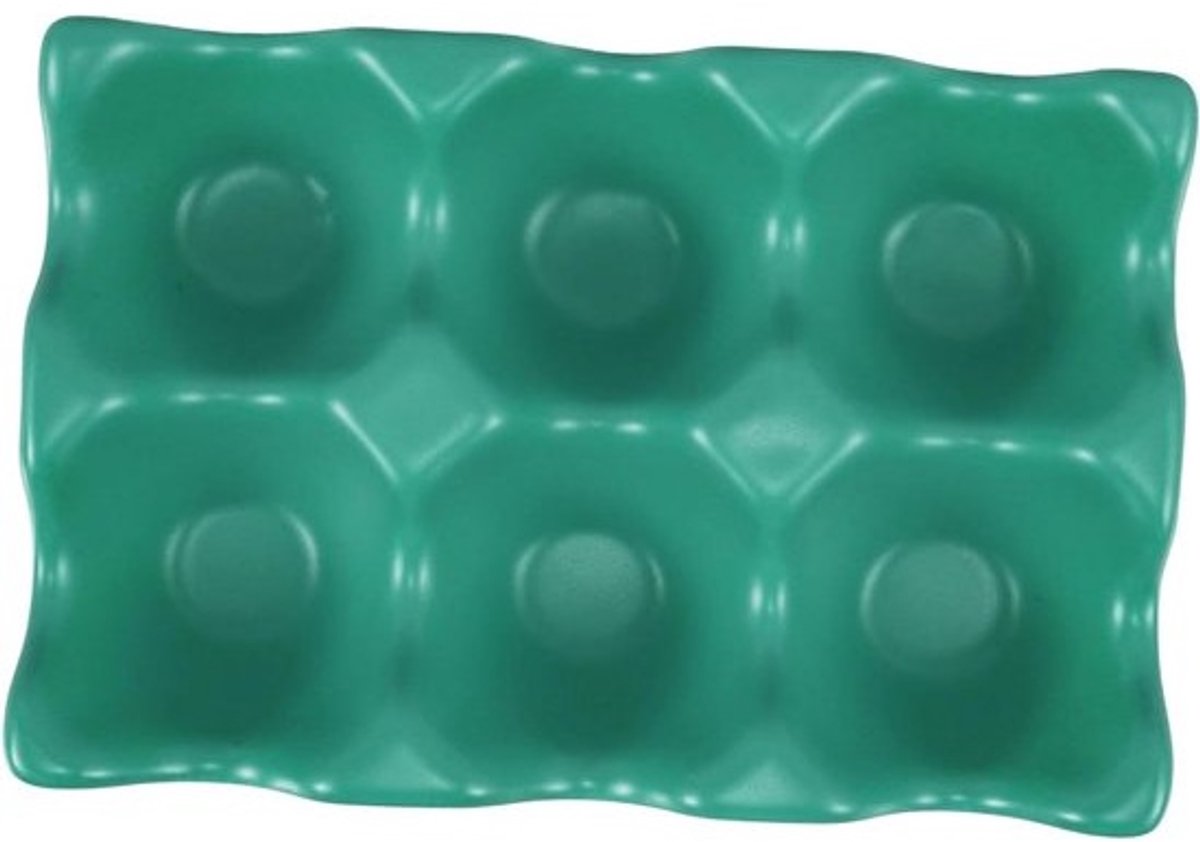 Eierhouder Keramiek - Eierrekje Koelkast - Eieren Bewaren - Voor 6 Eieren - 14 cm Lengte - Donkergroen