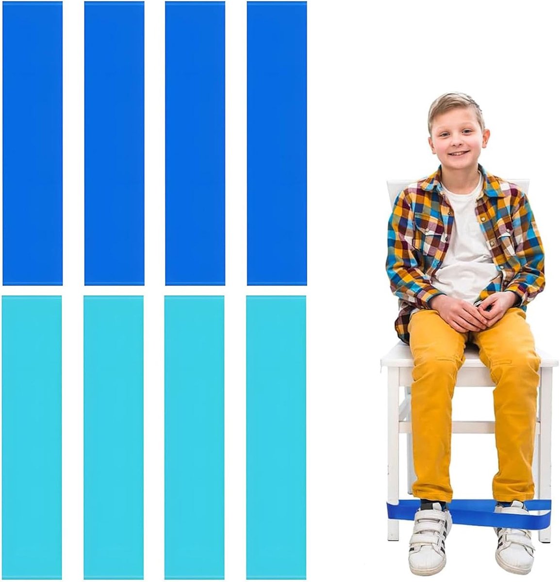 Stoelbanden voor kinderen, 8 stuks, autisme hulpmiddelen, kinderhulpmiddelen, school, draagbaar, stretch, voetband, autisme, voor school en thuis