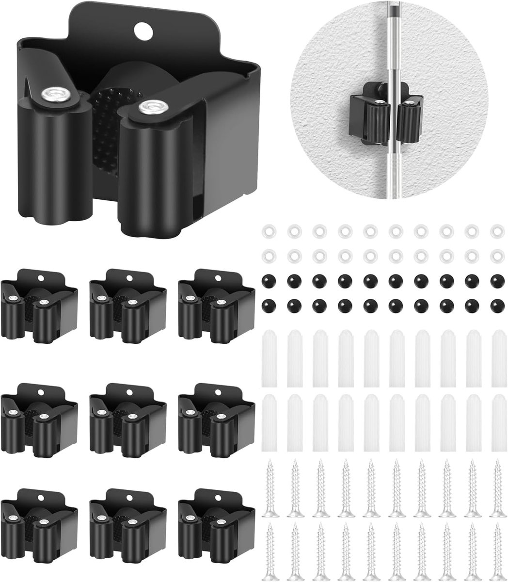 10 bezemhouder,opgeruimde klemhouder,wandhouder,gereedschapshouder,roestvrij staal,Tuingereedschap,tuingereedschaphouder,mophouder,bezemhouder organizer voor badkamer, keuken, garage