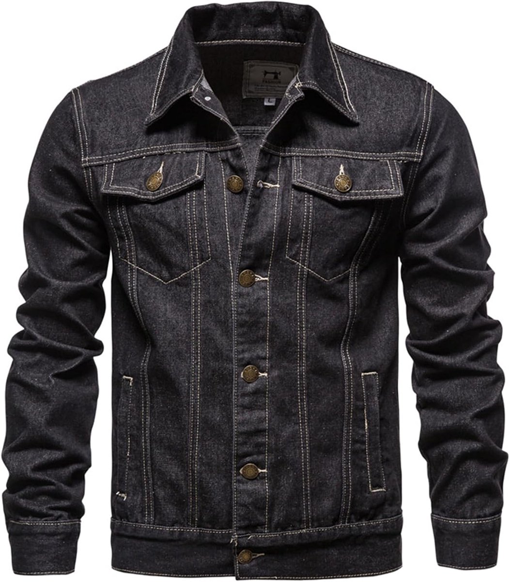 Denim Jassen Trucker Jacket Western Klassieke Vintage Jas Katoen Gewatteerde Revers Kraag Top Button Down Casual Bovenkleding Lange Mouw Effen Kleur Jean Jassen Outdoor Cowboy Shirts