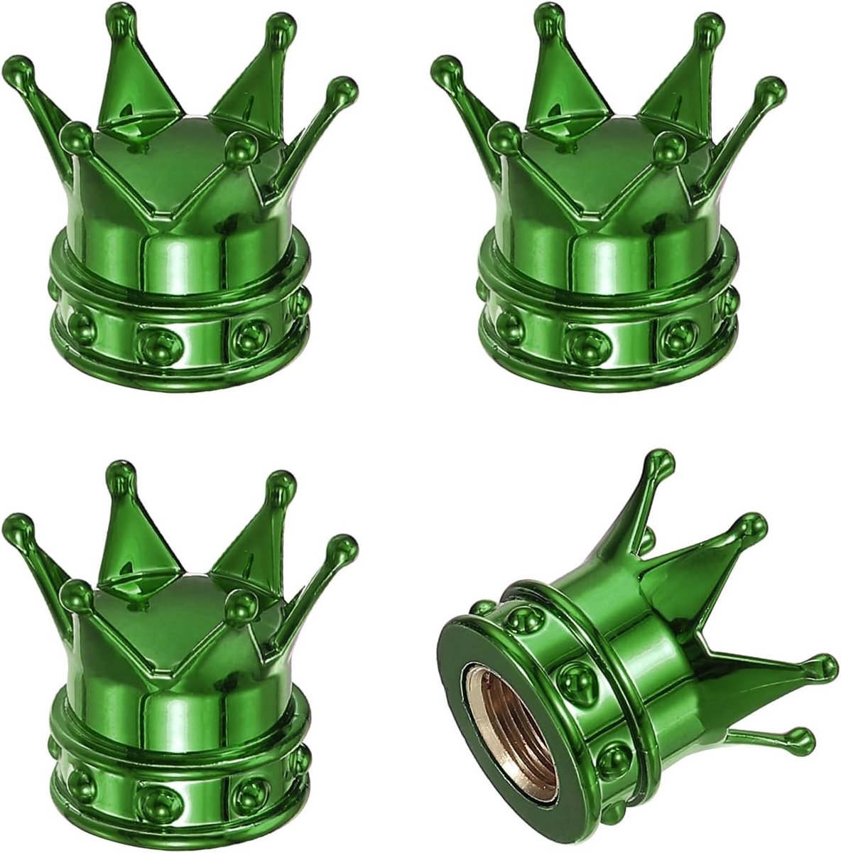 Ventieldoppen, 4 stuks Voertuigventieldoppen Autoband Luchthoes met Rubberen Ring O Universeel voor Fiets SUV Automobiel, Groen