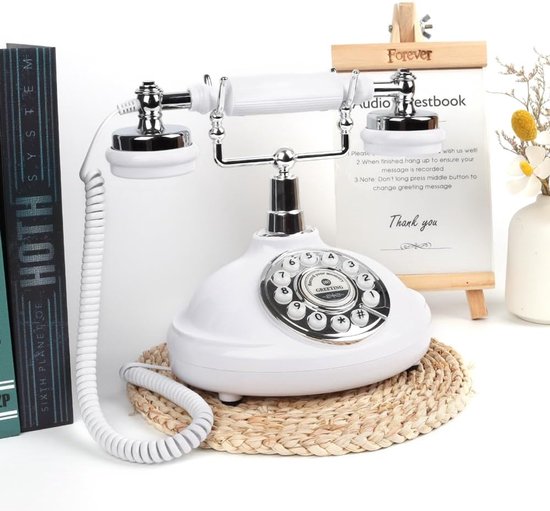Gastenboek Huwelijkstelefoon, Neem Aangepaste Audioboodschap op met Gastenboek Retro Telefoon Audio Gastenboek voor Huwelijk Verjaardag Feest Belijdenis, Wit — afbeelding 5