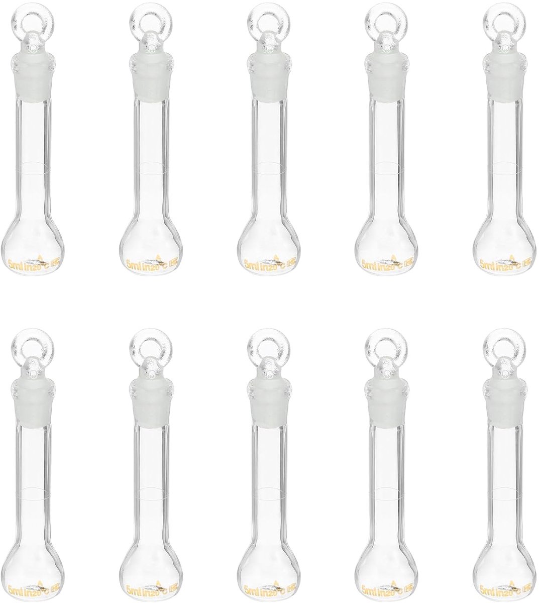 Volumetrische ampullen van borosilicaatglas 3.3 met glazen deksel, tolerantie 0,22 ml, voor laboratoriumexperimenten, transparant