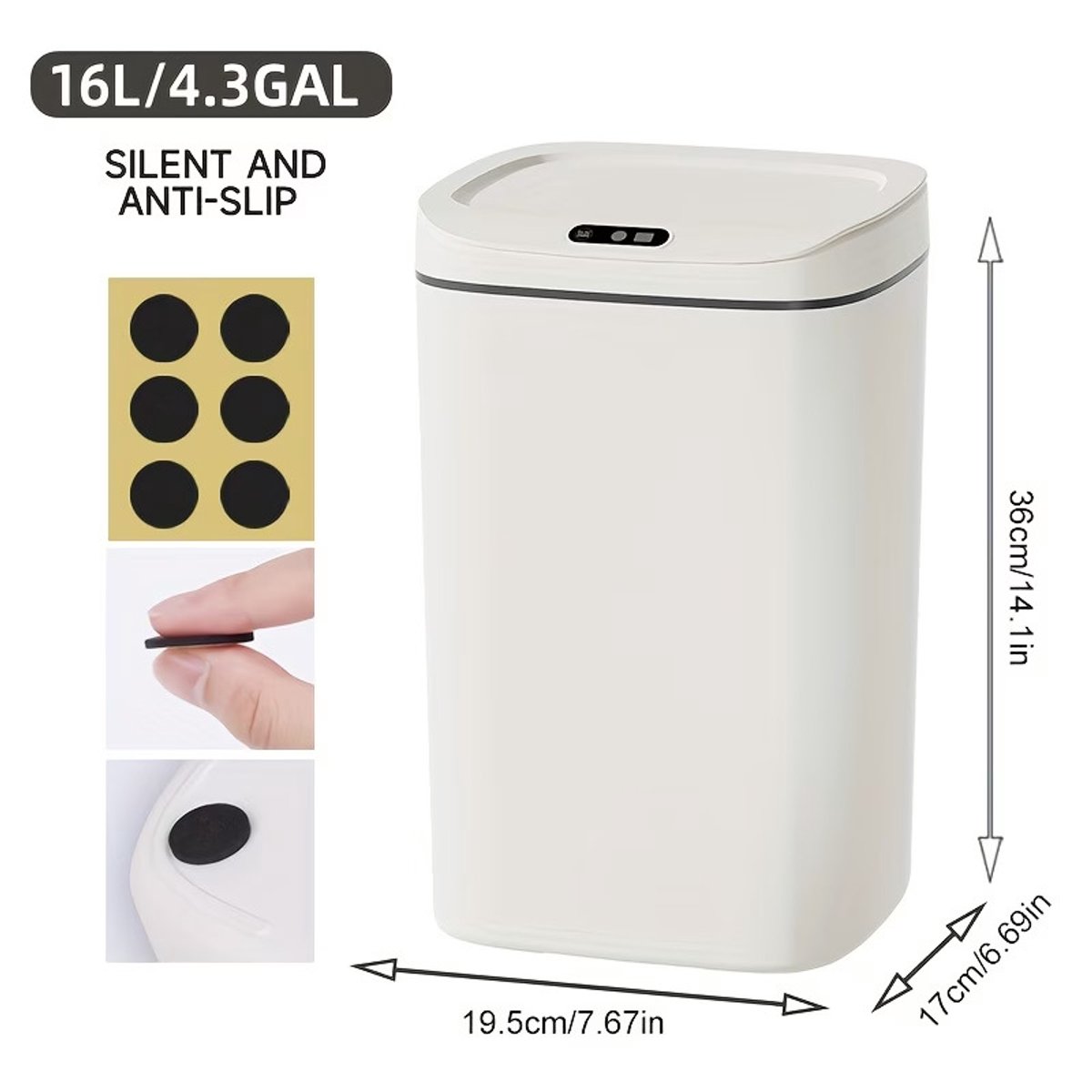 Slimme Vuilnisbak 16L – Automatische Sensor Prullenbak – Touchless – Geurafsluitend Deksel