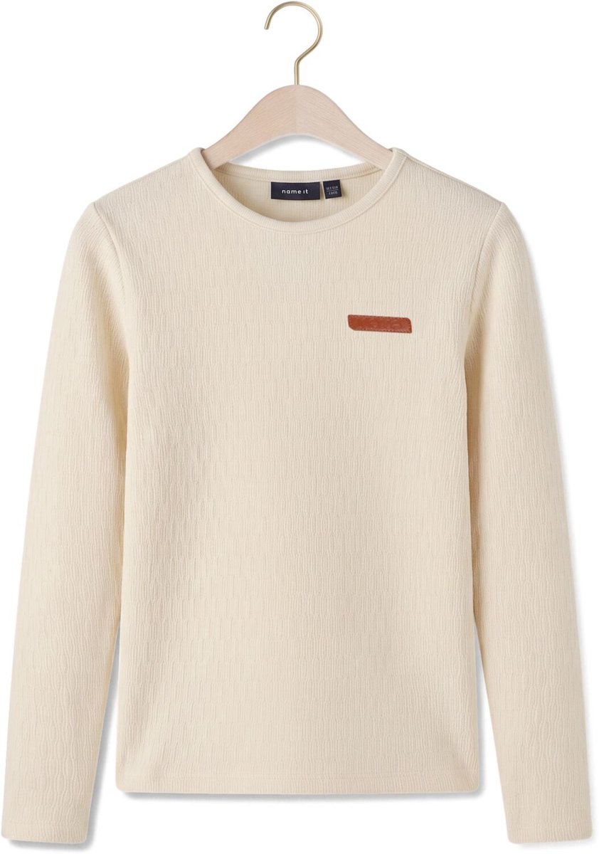 Nono Kyas Cable Tshirt Tops & T-shirts Meisjes - Shirt - Creme - Maat 122/128