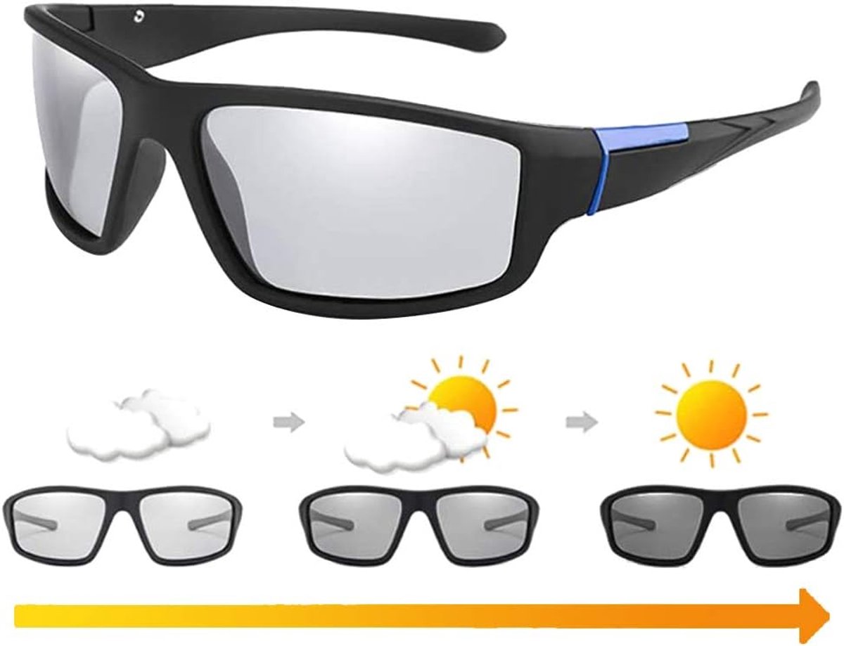 zonnebril, gepolariseerde HD-zonnebril voor autorijden, zonnebril met UV400-bescherming, zonnebril, outdoorsport, autorijden, fietsen, vissen, blauw, Eén Maat