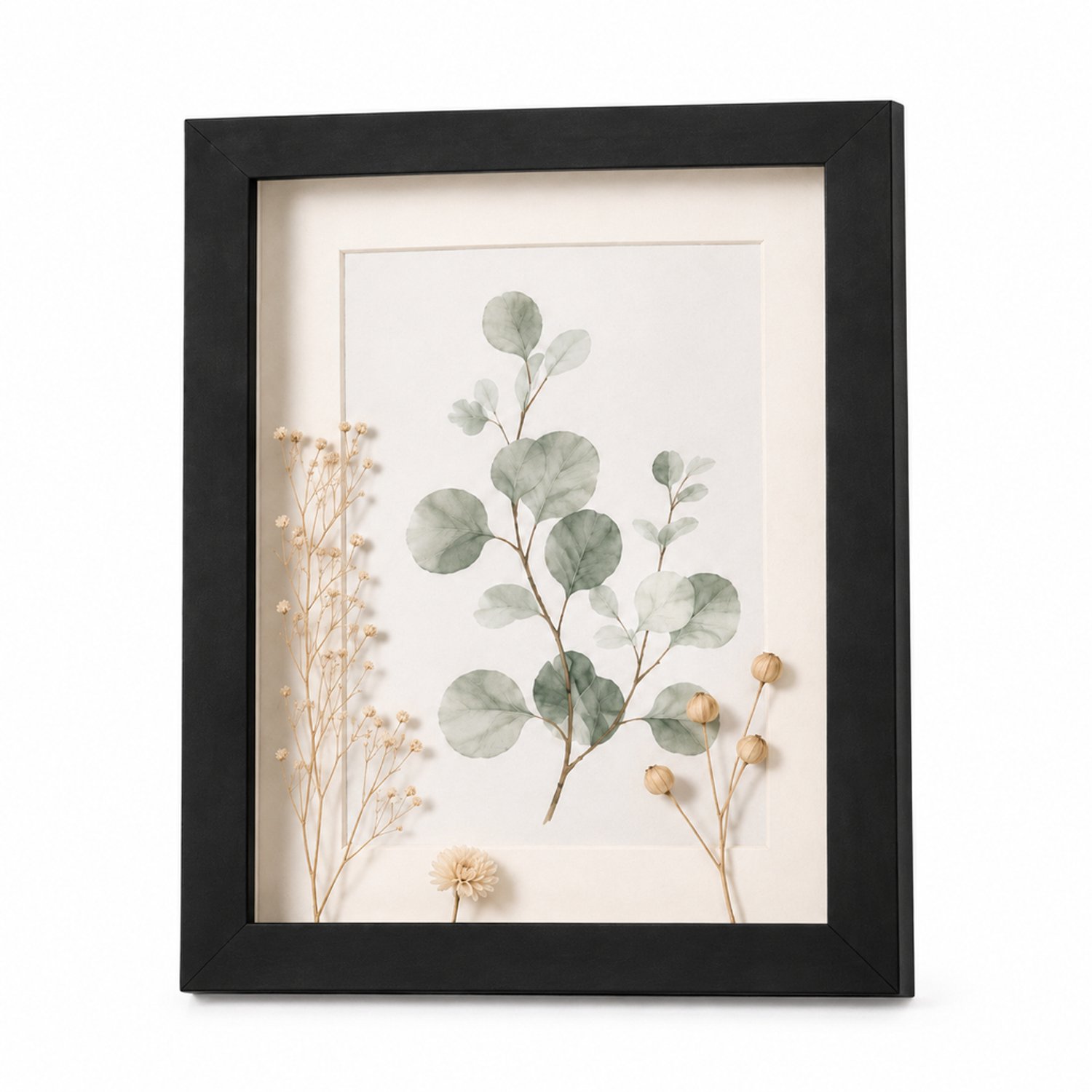 SWGOTA Zwarte MDF-fotolijst 6 x 8 inch (15,2 x 20,3 cm) met 2 cm diepe binnenruimte, glas en afbeelding