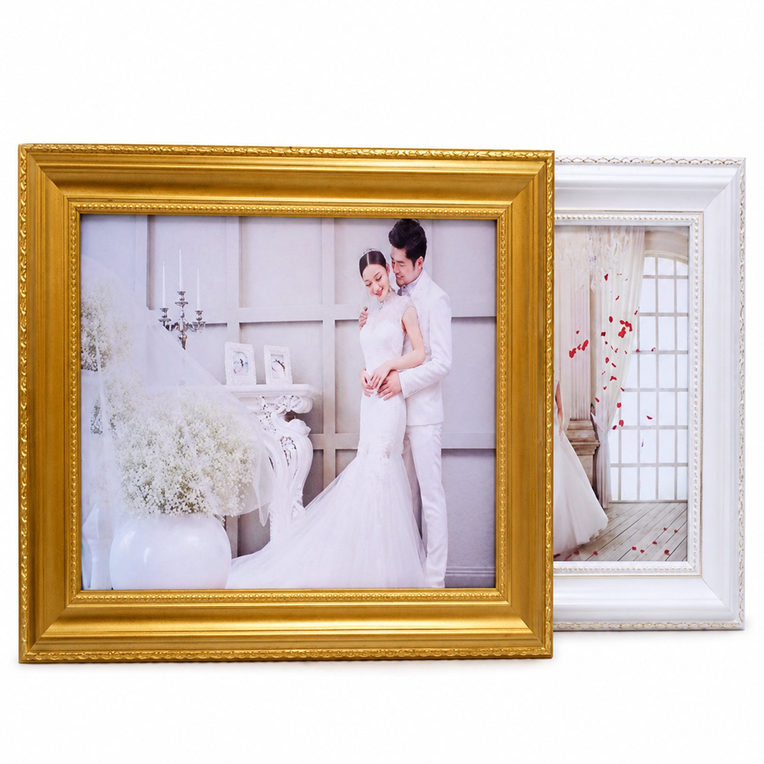 SWGOTA Goudkleurige staande fotolijst, A4-lamineerformaat 22 x 30,8 cm, rechthoekig met geprofileerde rand