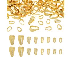 120 Stuks Messing Snap-on Bails Hangers en Sluitingen voor Sieraden Maken, Goudkleurig, Perfect voor Kettingen en Armbanden