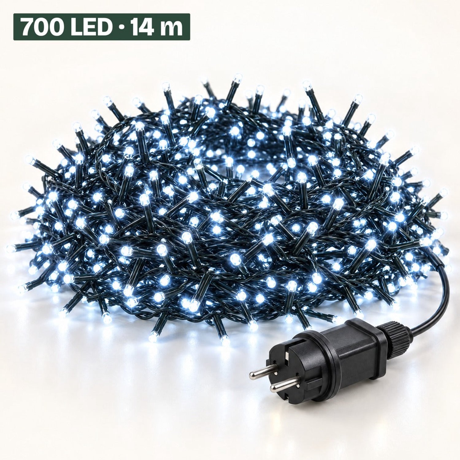 Levano Kerstverlichting Buiten 700 LED 14 m Koel Wit - Kerstboomverlichting met Timer en Geheugen - Lichtfuncties - Lichtsnoer voor Binnen en Buiten - Microcluster - Clusterverlichting Kerstboom - Lichtslinger - Kerstlampjes