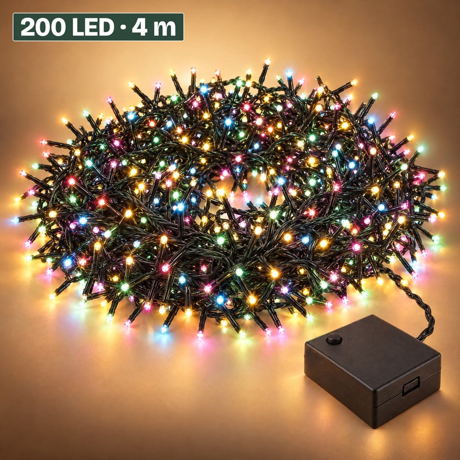 Levano Kerstverlichting op Batterij - 200 LED 4 m - Kerstboomverlichting - Clusterverlichting - Lichtsnoer voor Binnen en Buiten - Kerstlampjes Gekleurd - Micro Cluster - Lichtslinger Kinderkamer - LED Lampjes op Batterijen - Lichtjes - Timer