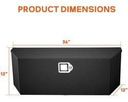 Aanhangwagen Gereedschapskist 36 x 12 x 12 inch – Zware Stalen Kist voor RV & Truck – Met Gasveer, Overlappend Deksel & Slot – Weerbestendig – Voor Buiten, Auto & Boot – Zwart
