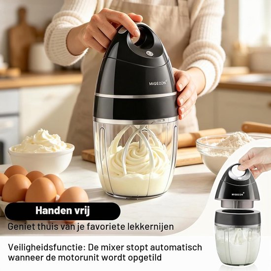 Keukenmixer - Grijs - 900 ml - Draagbare Elektrische Garde voor Eieren en Room - Voor Thuisgebruik — afbeelding 3