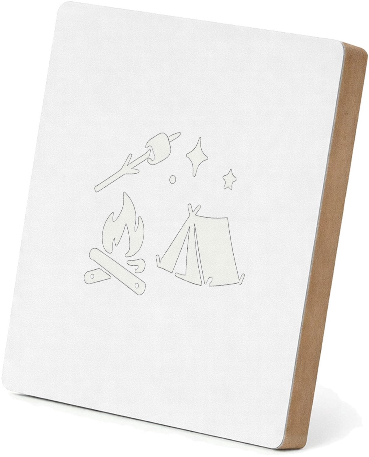Mr Cadeautjes MDF staande fotolijst 15,2 x 15,2 - design Minimalistische buitenhumor met een avondvuur-thema | cadeau Wit