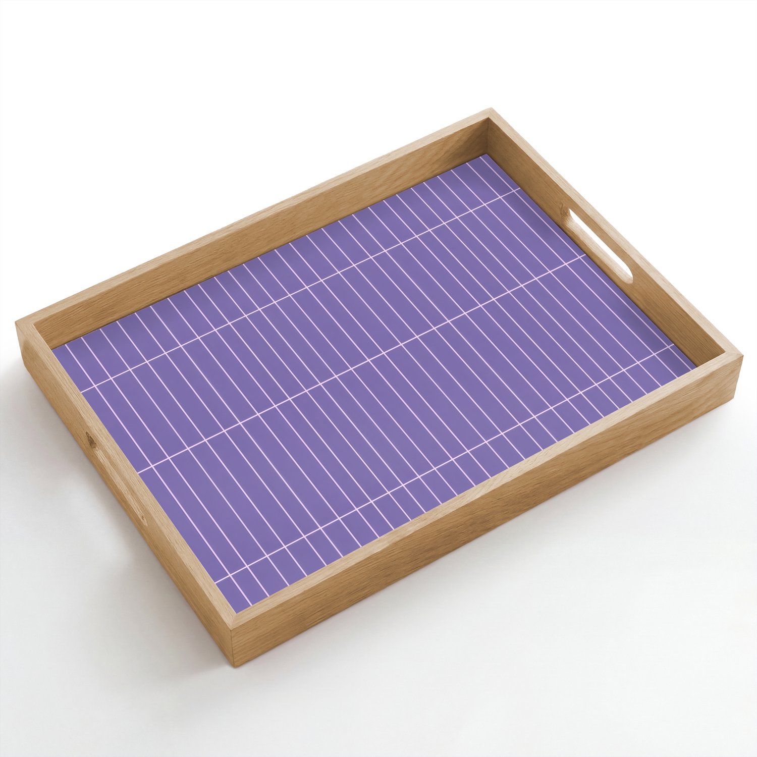 Dienblad hout 50x35 cm - Schootdienblad - Patroon - Tegel - Lila - Borrelplank rechthoek - Plateau dienbladen