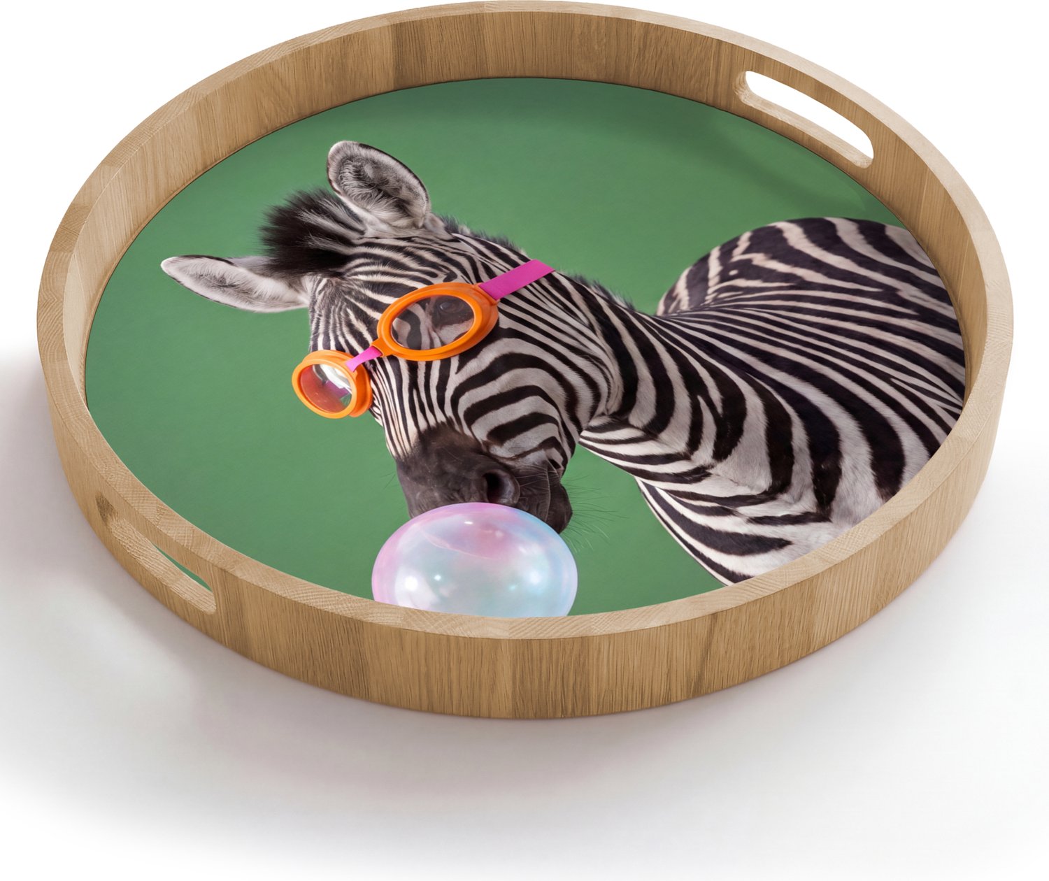 Dienblad rond 50x50 cm - Schootdienblad hout - Dier - Bril - Bel - Modern - Groen - Borrelplank rechthoek - Plateau houten dienbladen