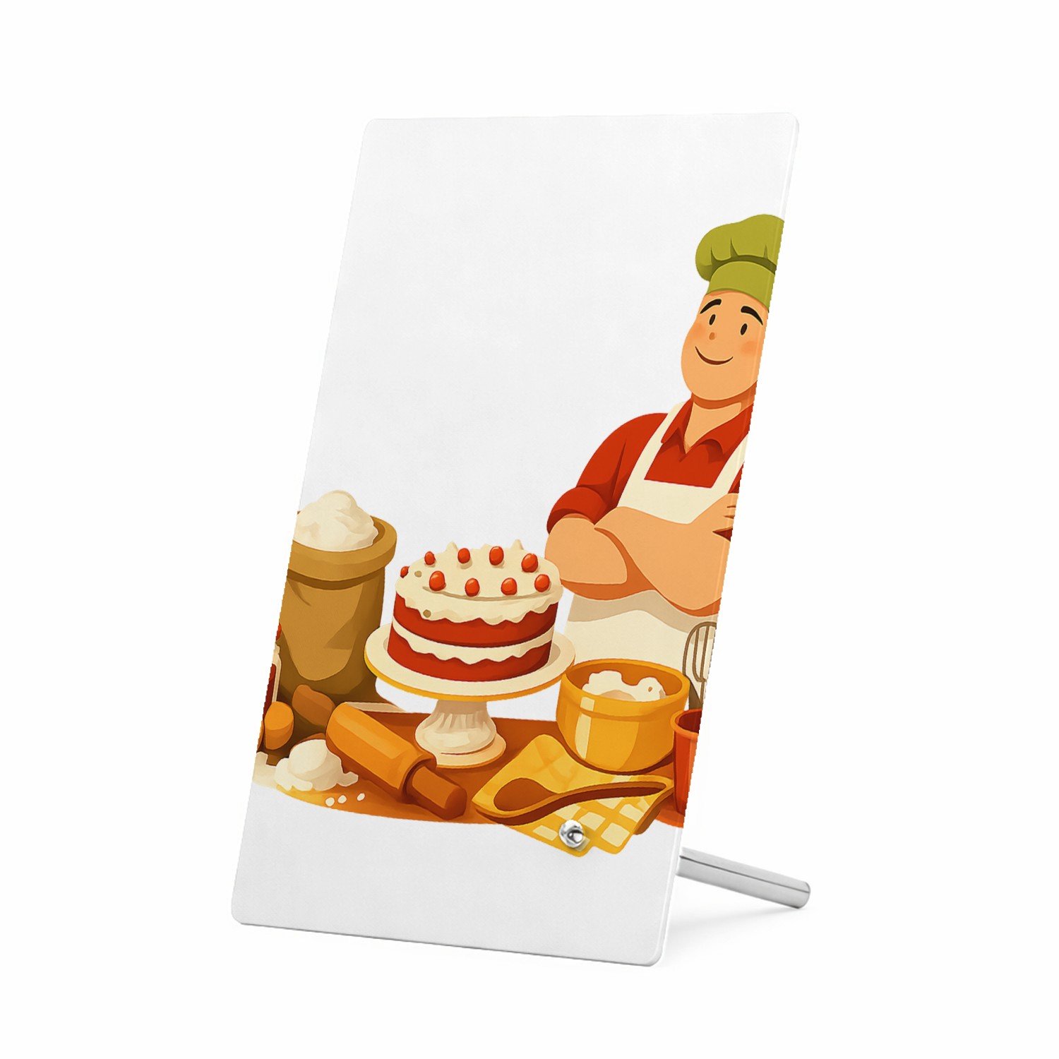 Mr Cadeautjes Glasframe 11 x 16 - design Een warm keukenportret met grote decoratieve tekst bovenaan | cadeau Wit