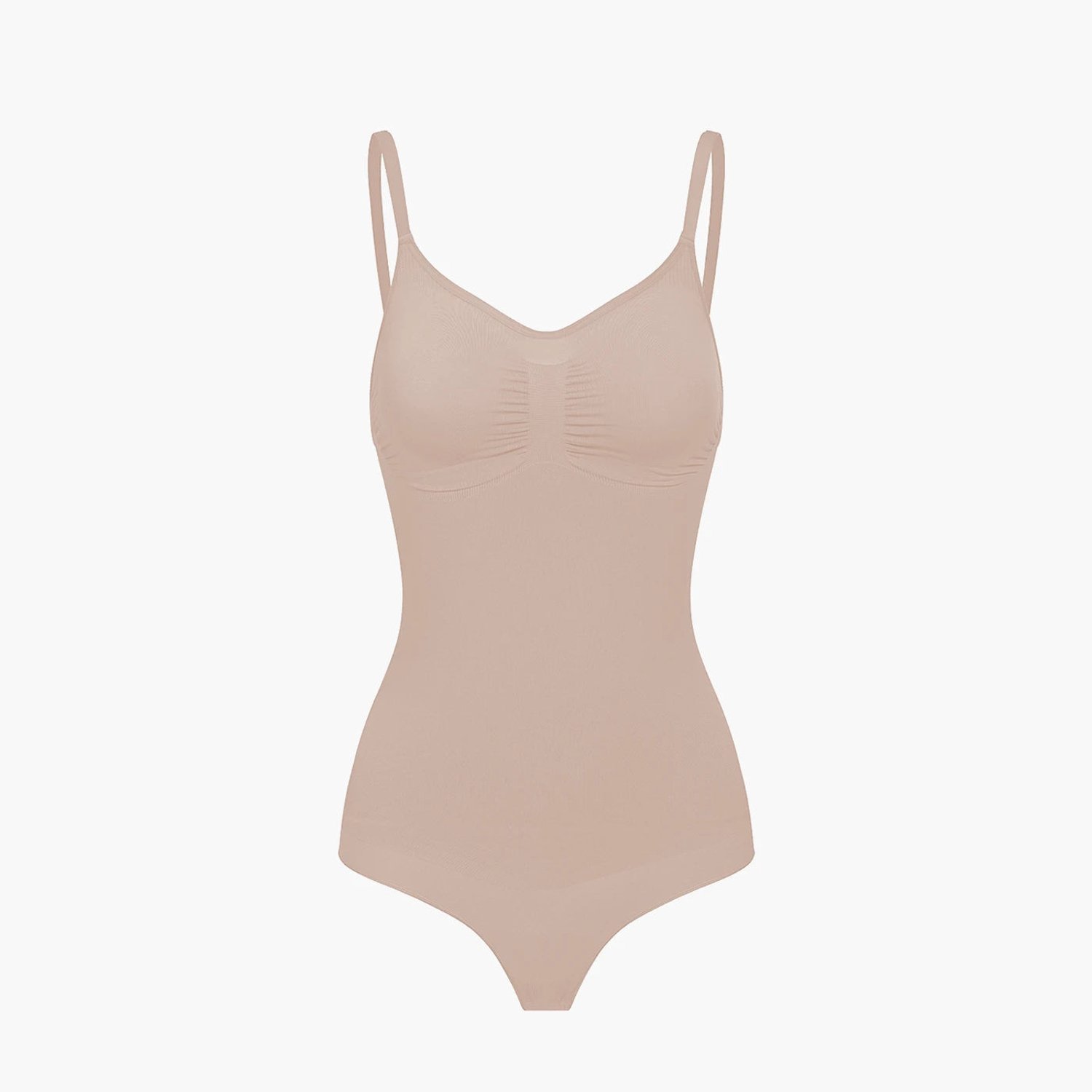 cfab Bodysuit met corrigerende werking en koordjes - Beige - M - Corrigerende Body - Naadlos - corrigerend ondergoed dames