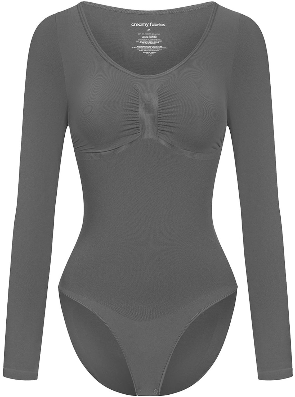 cfab Bodysuit met corrigerende werking, lange mouwen en bijpassend slipje - Grafiet