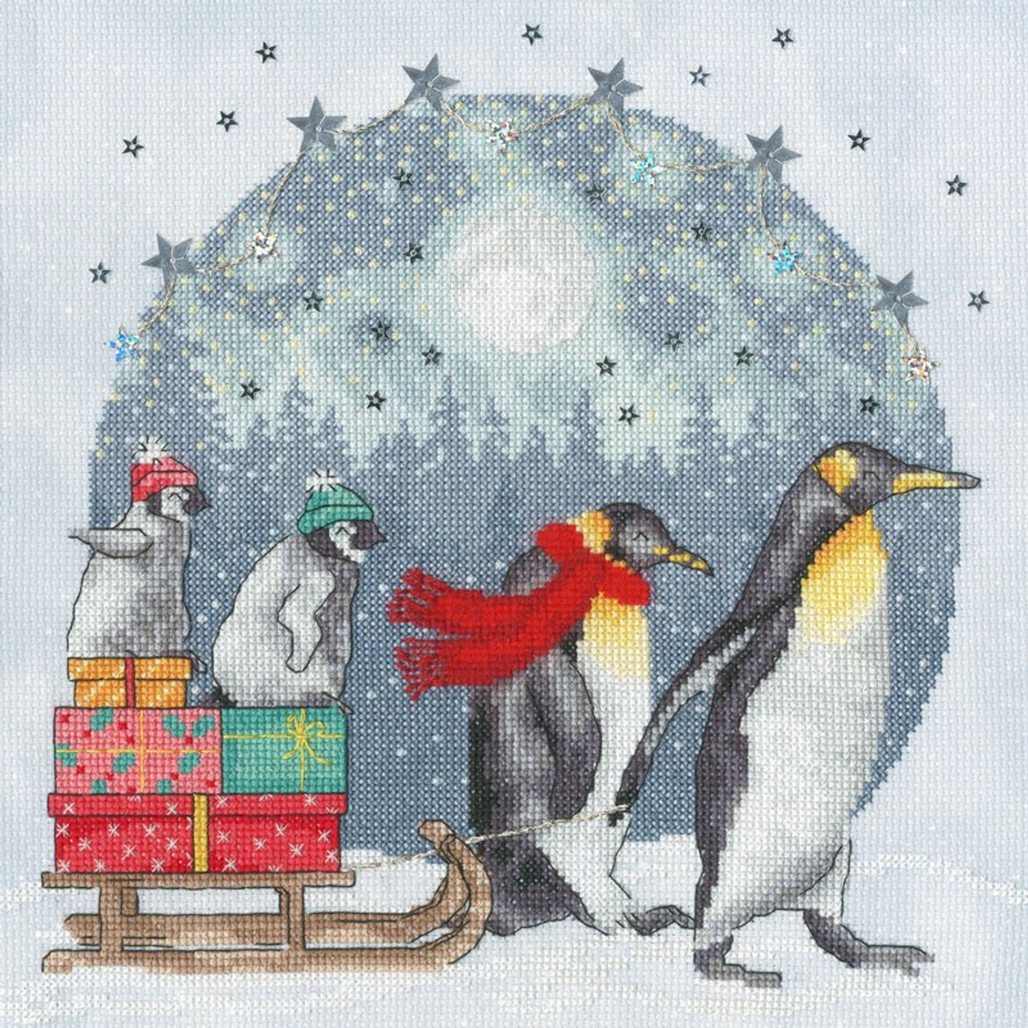 Bothy Threads Borduurpakket Jane Sunner - Winter Waddle XJS03 met telpatroon