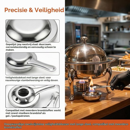 Set van 4 RVS Fondue Branders voor Camping en Picknick met Deksel en Brandstofcontainers — afbeelding 2