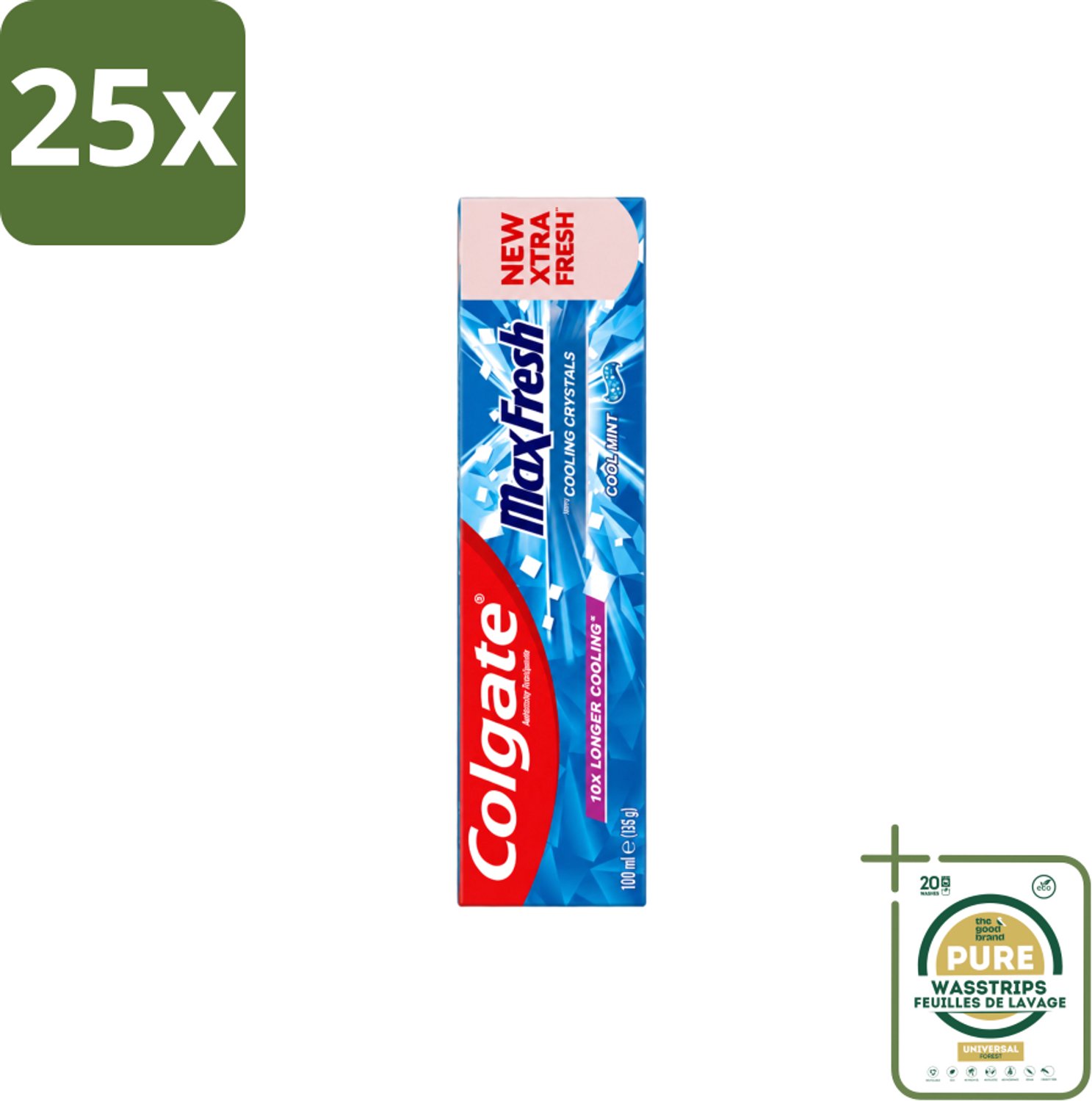 25 x Colgate - Max Fresh - Cool Mint - Tandpasta - 100ml - Wasstrips - Tandpasta - Frisse Adem - Mondhygiëne - Cariës Bestrijden - Tandplak Verwijderen