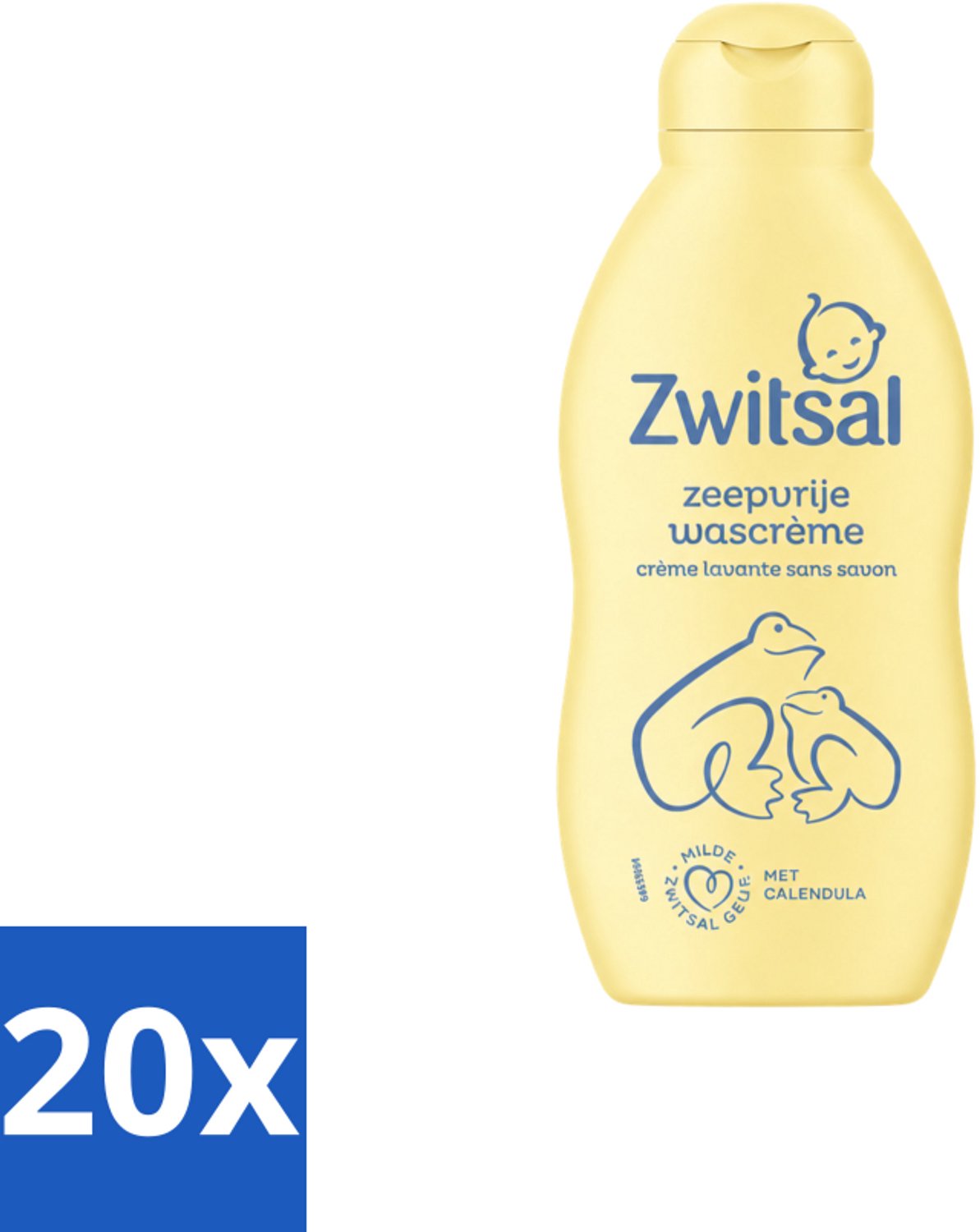 20 x Zwitsal – Wascrème – Zeepvrij met Calendula – 200 ml - Voordeelverpakking - 20 stuks