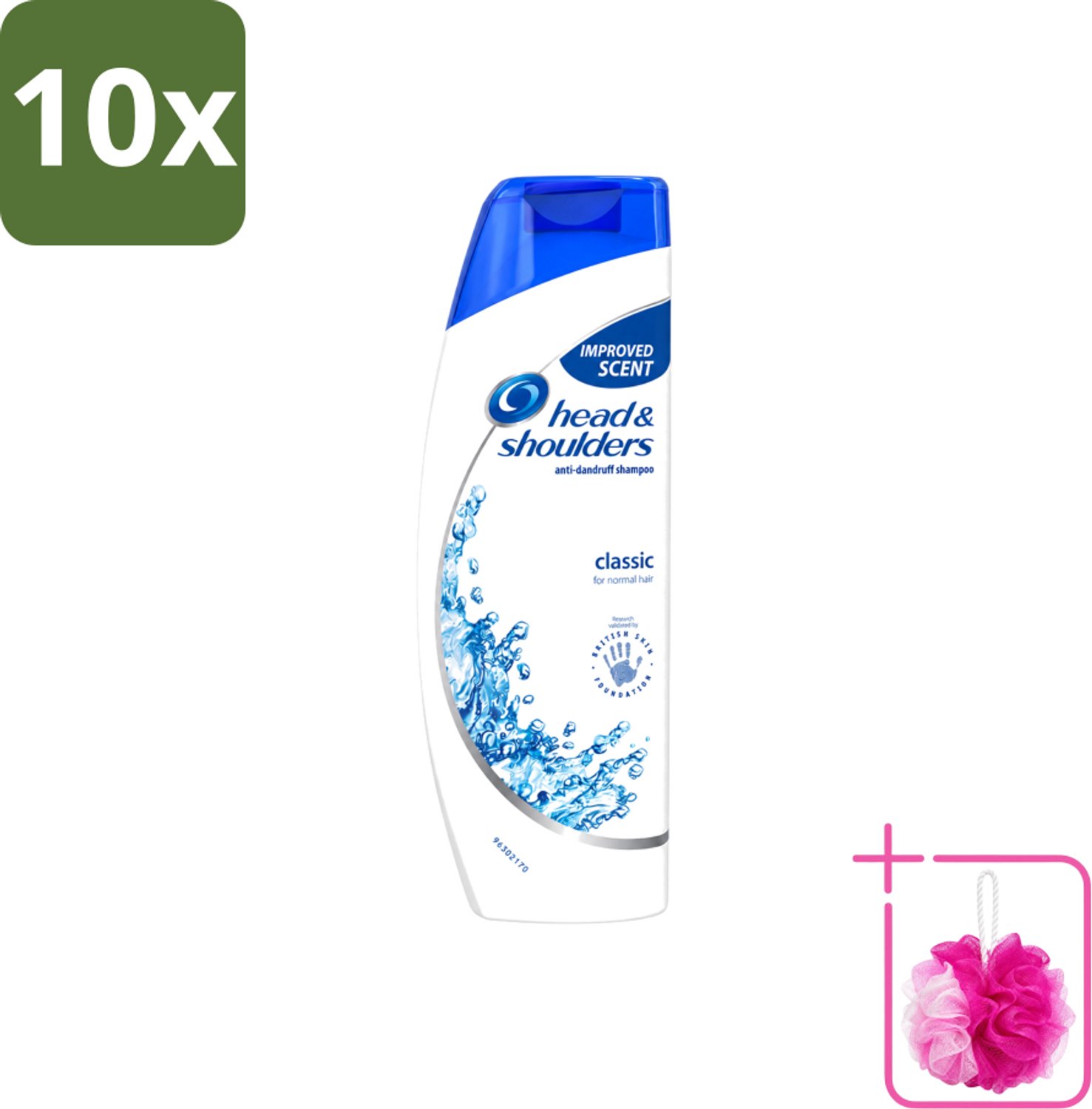 10 x Head & Shoulders - Shampoo - Classic Clean - 250ml - Bulkverpakking - Anti-roos shampoo - Douchemop - Roosvrij haar