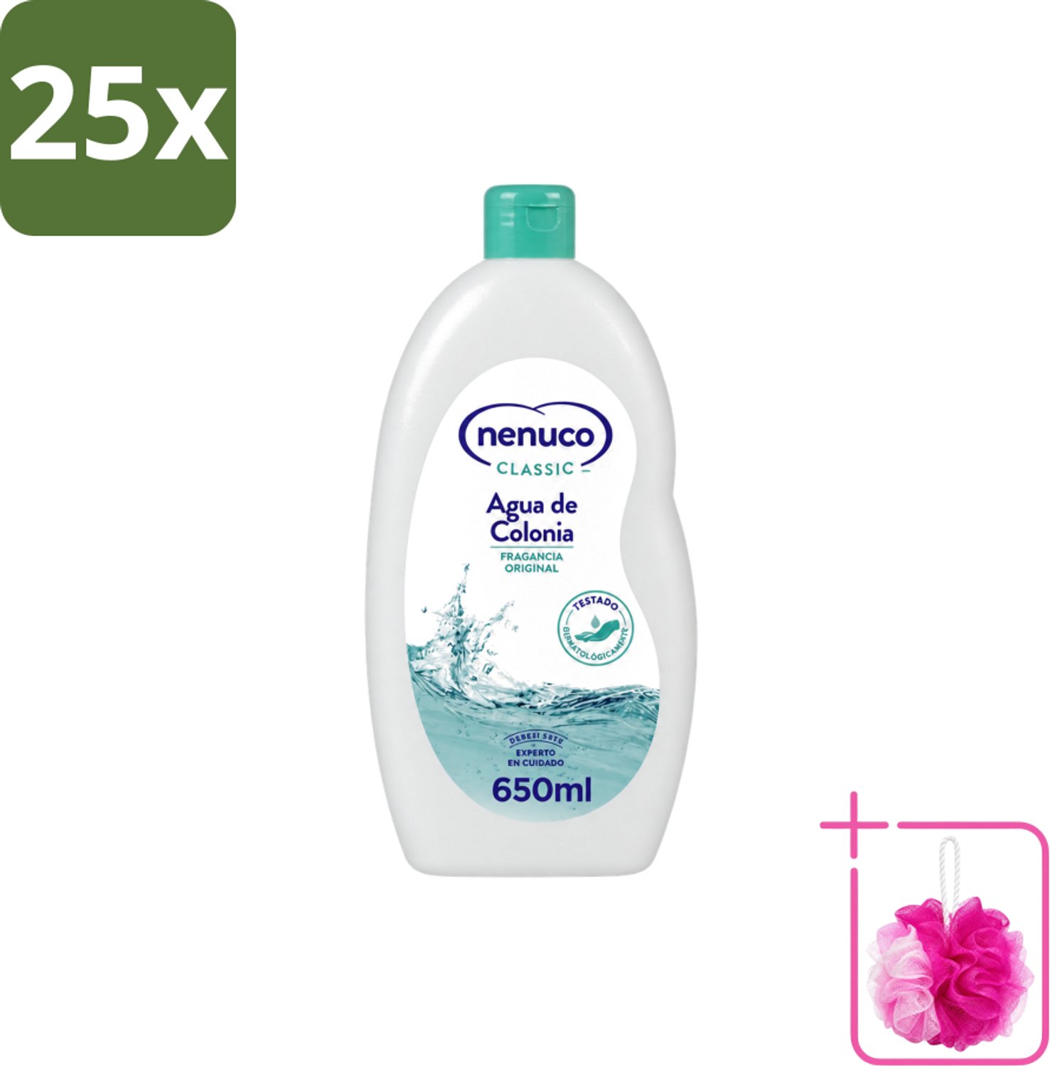 25 x Nenuco – Eau de Cologne – Klassiek – 650 ml - Bulkverpakking - Agua de Colonia - Douchemop - Kinderparfum