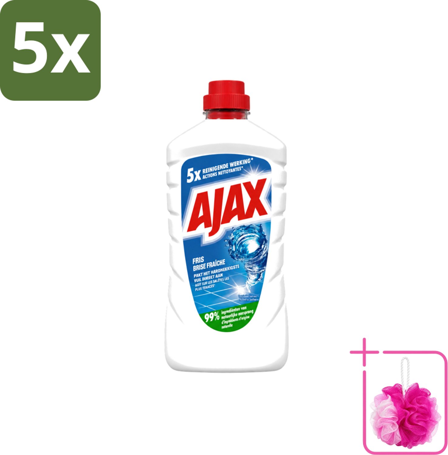 5 x Ajax – Allesreiniger – Fris – 1000 ml - Bulkverpakking - Allesreiniger - Douchemop - Frisheid