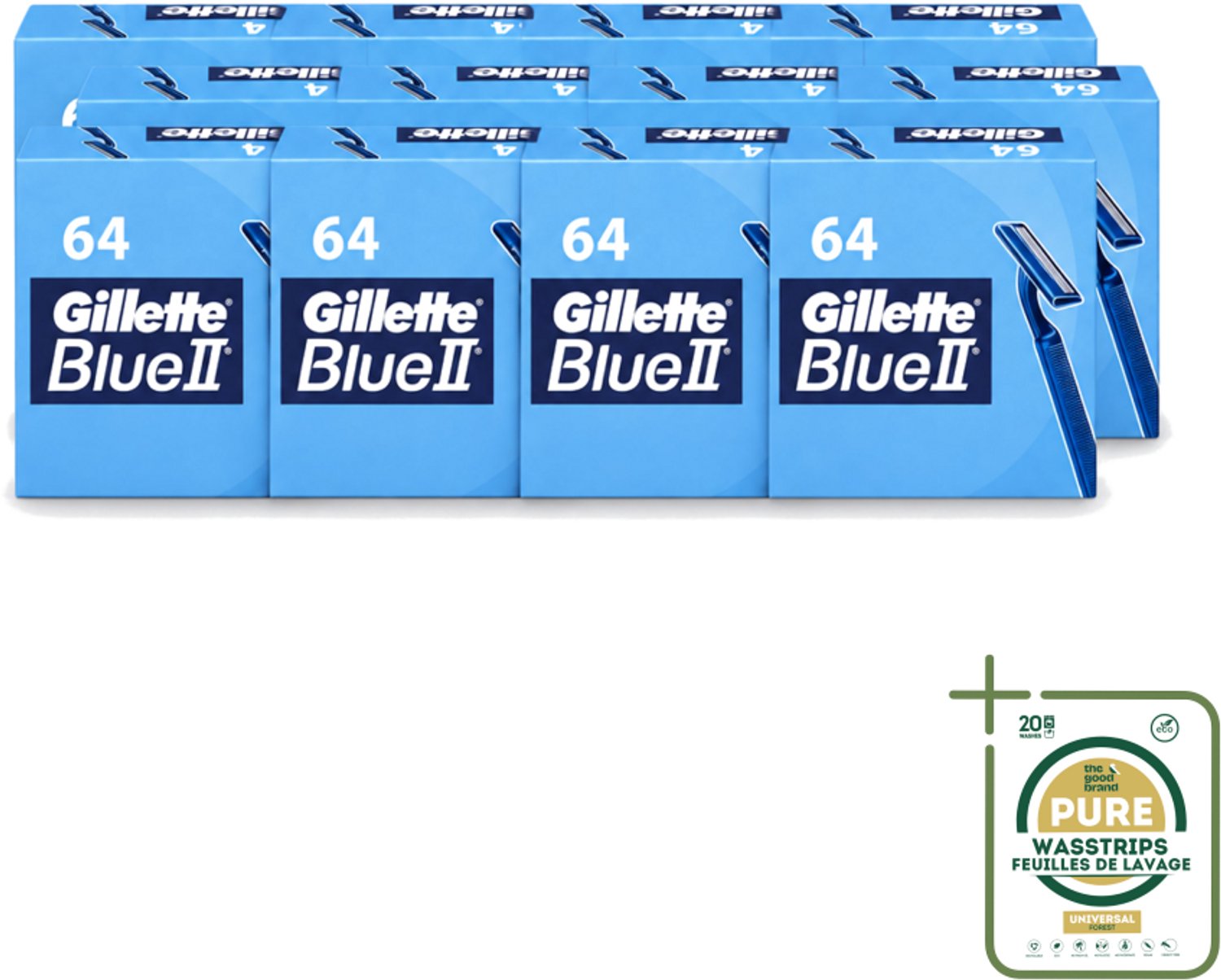 12 x Gillette - Blue 2 - Wegwerpscheermesjes - Duurzaam en comfortabel - 64 Scheermesjes - Wasstrips - Scheermesjes - Wegwerpscheermesjes - Gillette Blue Ii - Scheerbeurt - Duurzaam