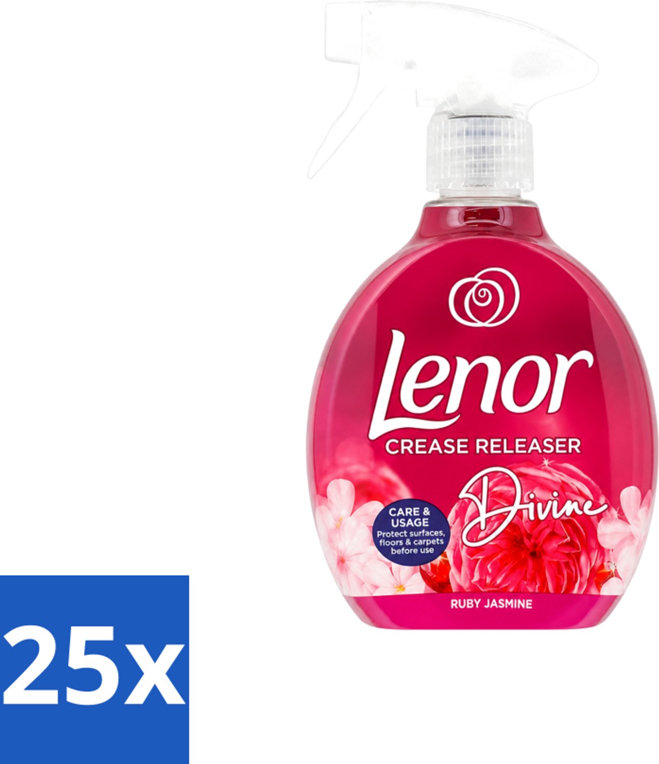 25 x Lenor – Crease Releaser Spray – Divine Ruby Jasmine – Kreukverwijderaar & Textielverfrisser – 500 ml - Voordeelverpakking - 25 stuks
