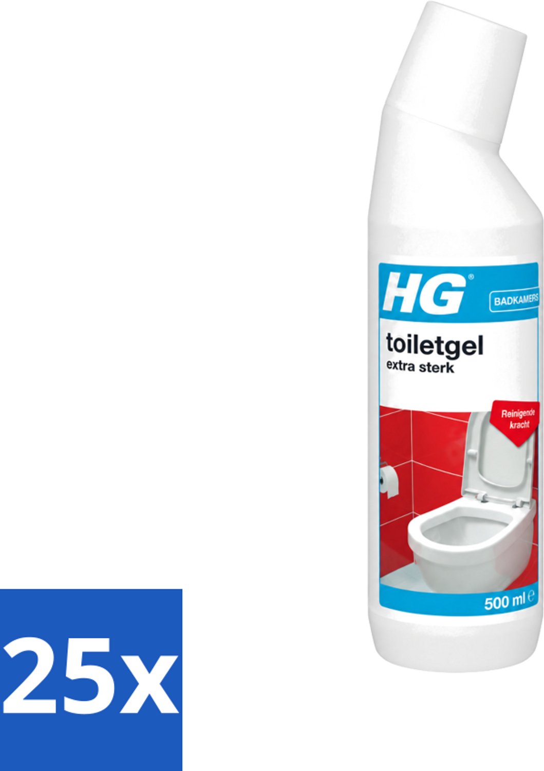 25 x HG - Badkamers - Toiletgel Extra Sterk - Reinigende Kracht - 500 ml - Voordeelverpakking - 25 stuks