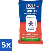 5 x Blue Wonder - Desinfectie Reiniger- Hygiënische Reiniging - 72 Doekjes - Voordeelverpakking - 5 stuks