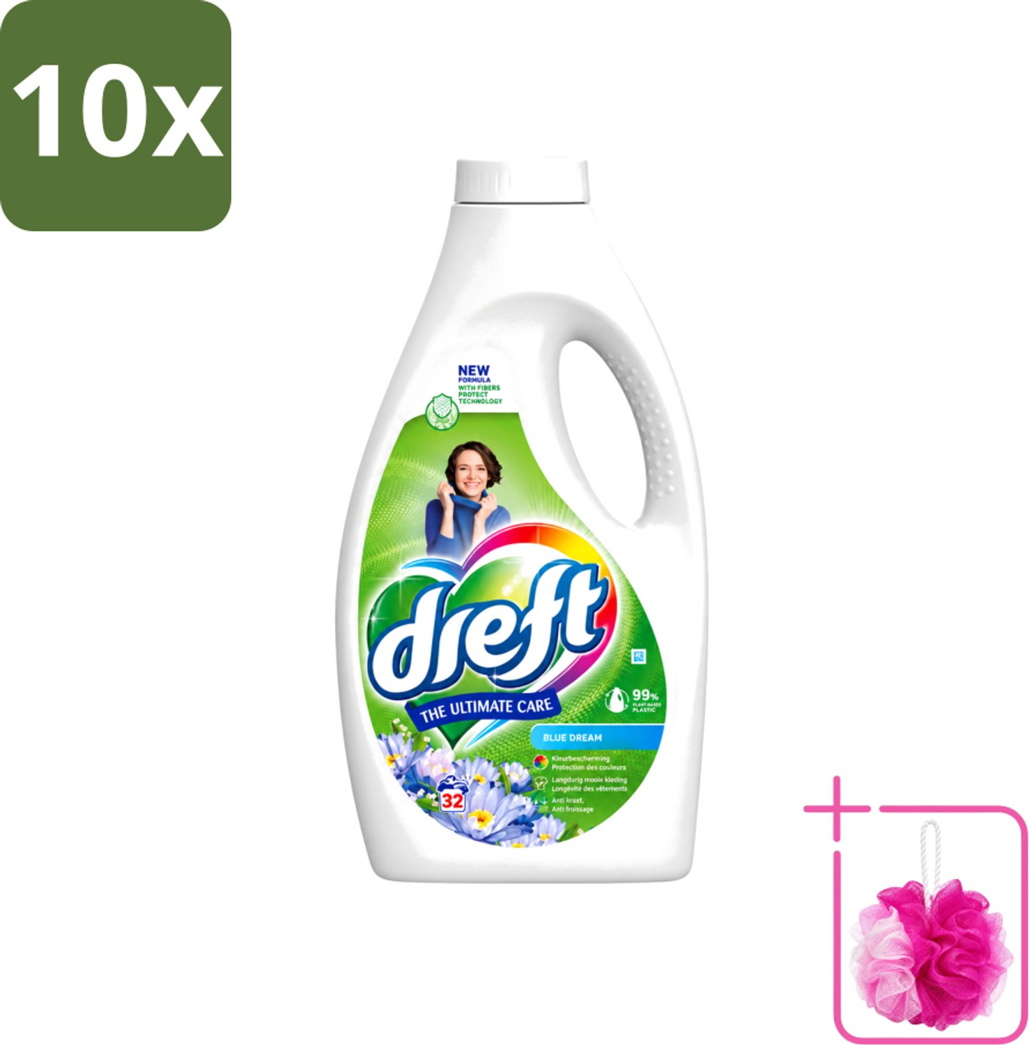 10 x Dreft - Vloeibaar Wasmiddel - Gekleurde Was - Blauwe Droom - 32 Wasbeurten - Bulkverpakking - Vloeibaar wasmiddel - Douchemop - Gekleurde was