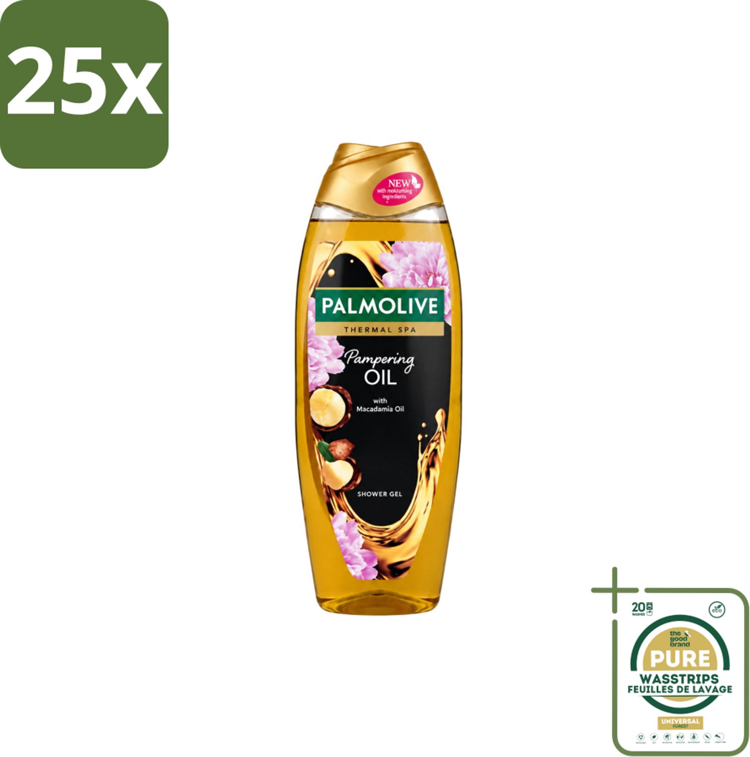 25 x Palmolive – Douchegel – Thermal Pampering Oil – 650 ml - Wasstrips - Douchegel - Huidverzorging - Warme Douchegel - Voedende Douchegel - Aromatische Douchegel