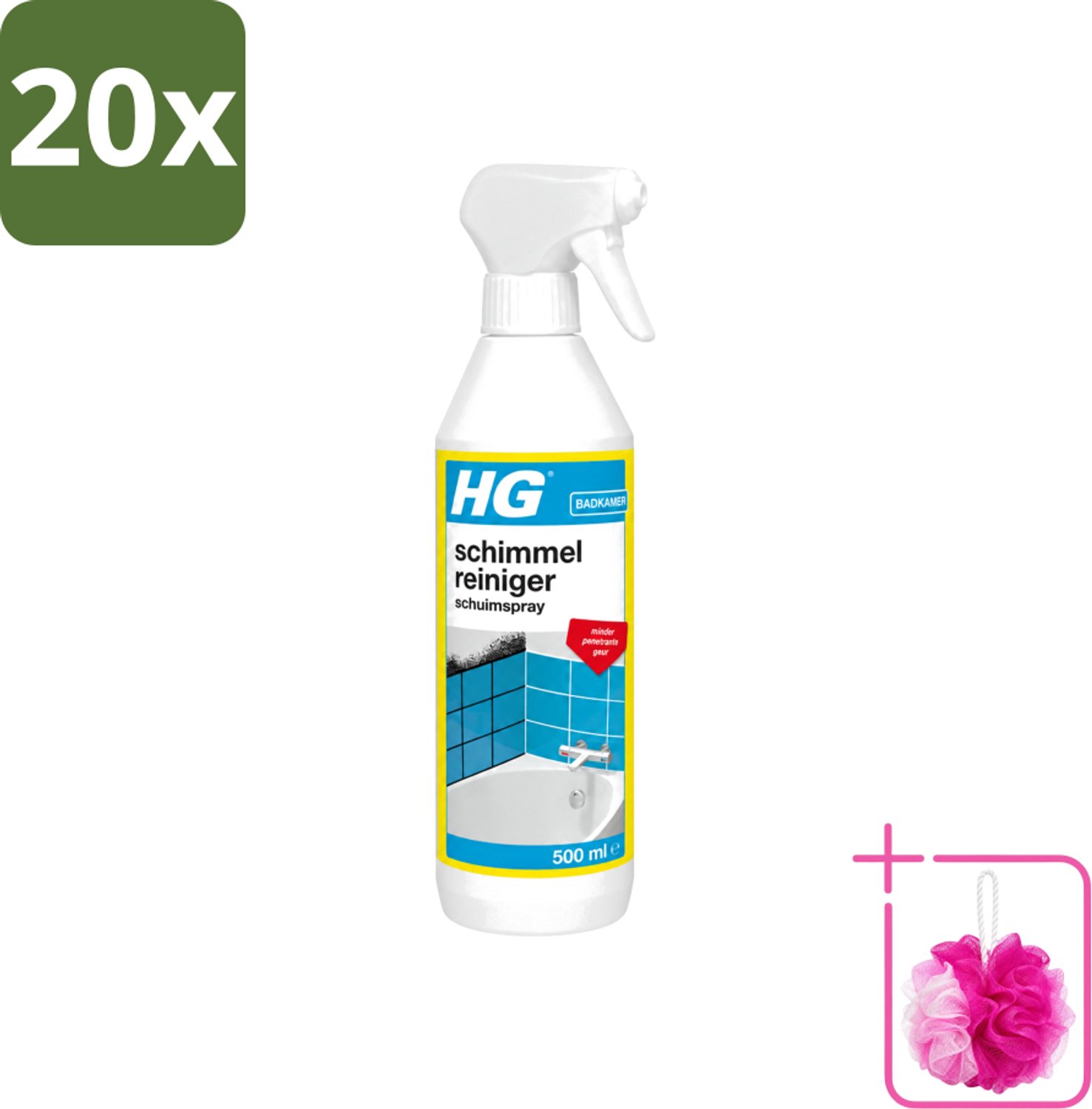 20 x HG - Sanitair - Schimmelreiniger - Schuimspray - 500 ml - Bulkverpakking - Schimmelreiniger - Douchemop - Schimmelverwijdering