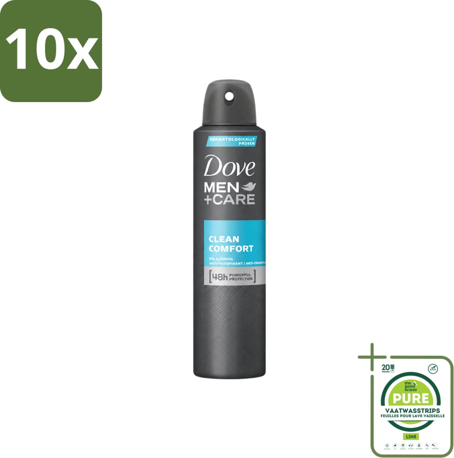 10 x Dove Men+Care – Deodorant Spray – Clean Comfort – 200 ml - Grootverpakking - Vaatwasstrips - Anti-transpirant Spray - Okselgeur - Frisse Geur - Schone Geur - Okselverzorging