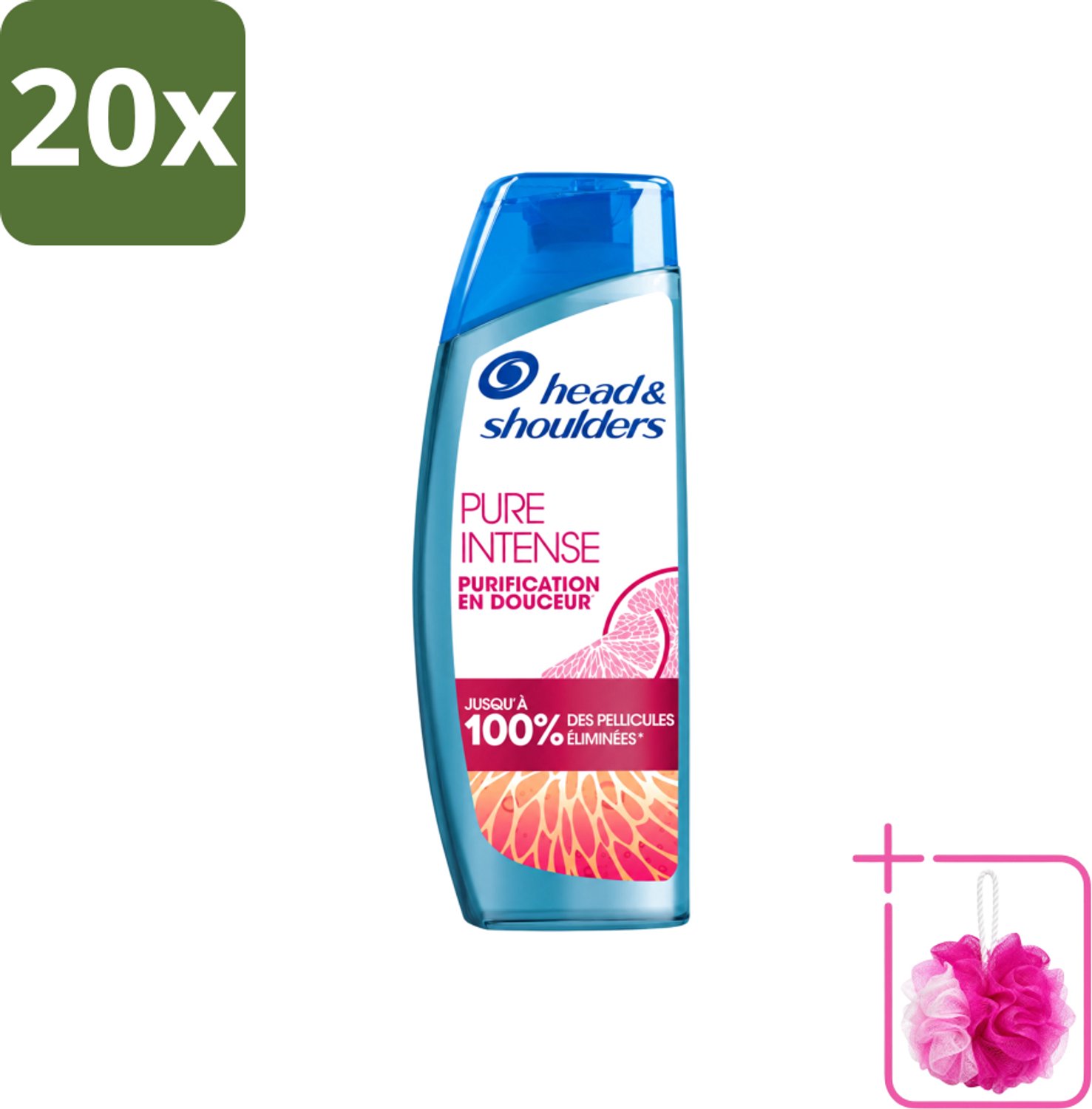 20 x Head & Shoulders - Anti-Roos Shampoo - Pure Intense - Grapefruit - 250 ml - Bulkverpakking - Anti-roos shampoo - Douchemop - Vet hoofd