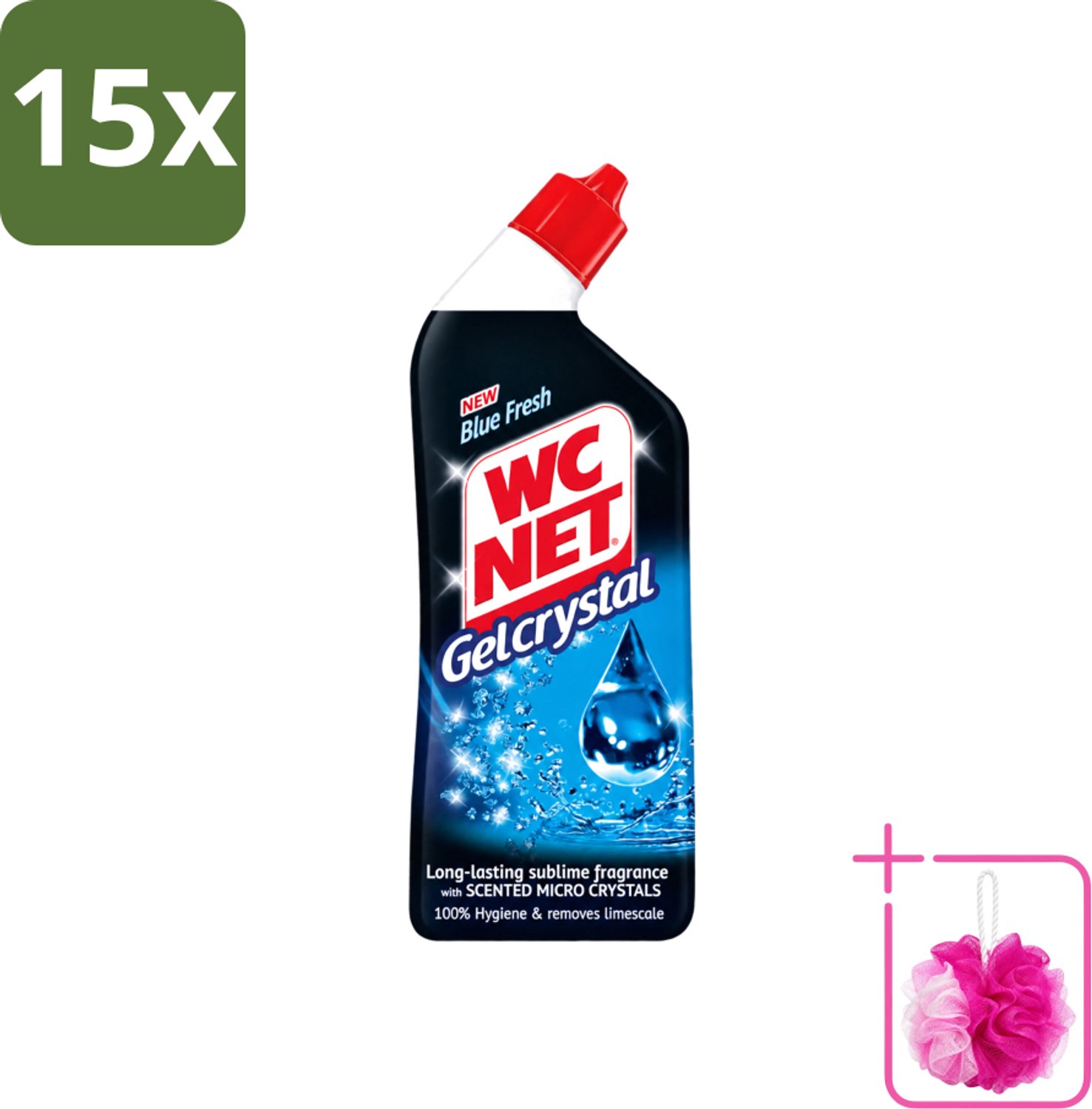 15 x WC-Net - Toiletreiniger - Gel - Blue Fresh - Anti-Kalk - 750 ml - Bulkverpakking - Toiletreiniger - Douchemop - Kalkaanslag