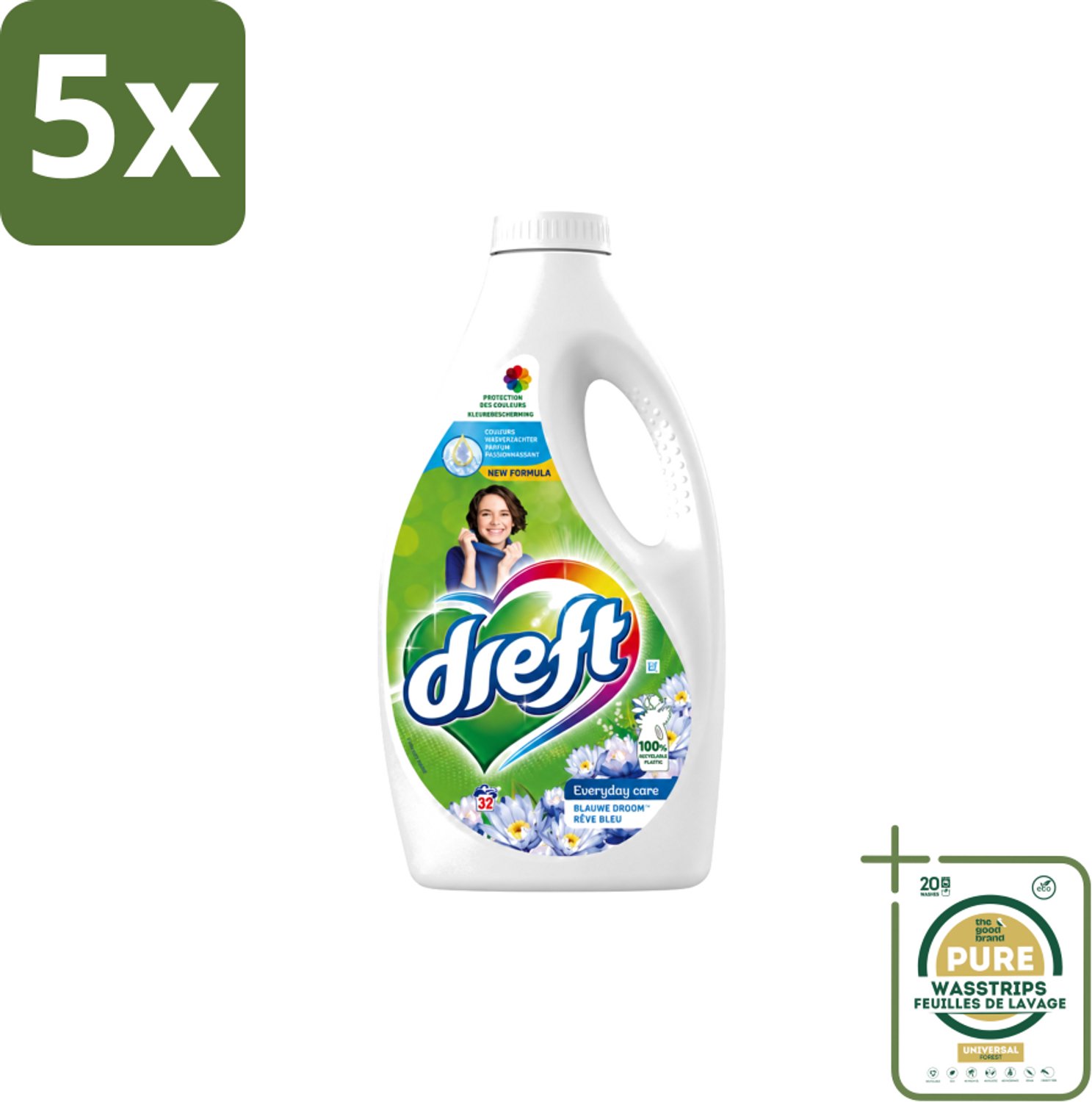5 x Dreft – Vloeibaar Wasmiddel – Blue Dream – 32 Wasbeurten - Wasstrips - Wasmiddel - Vloeibaar Wasmiddel - Blue Dream - Vlekverwijdering - Kleding Reinigen